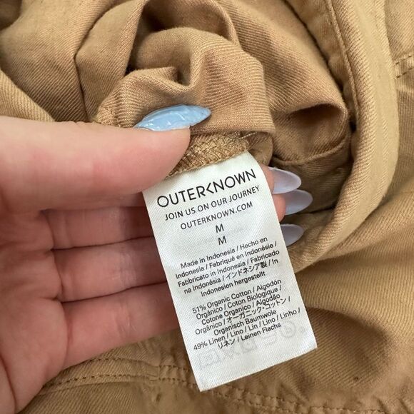 NWT Outerknown SEA Brown Cotton Linen Blend Short Sleeve Utility Jumpsuit Med - Picture 9 of 10